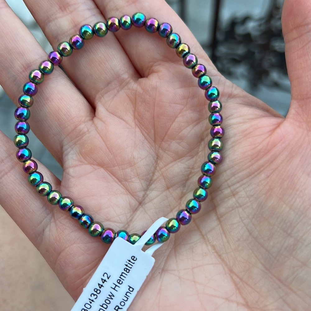Rainbow Hematite 4mm Beaded Bracelet